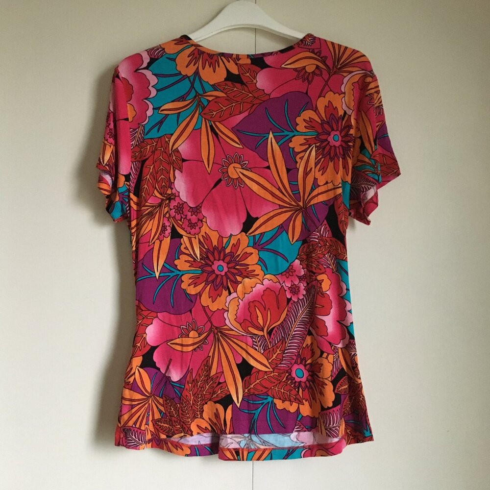 Cable & Gauge Hawaiian Hibiscus Tropical Top Viscose Twist Front XL - Picture 2 of 15